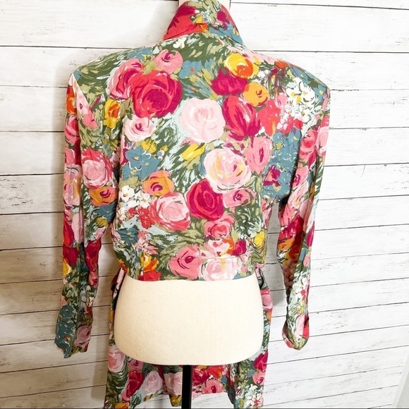 Vintage 80s Floral Go To Pieces Blazer and High Rise Shorts Size Medium - Picture 3 of 8
